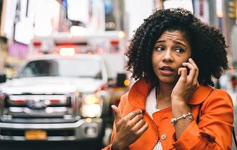 women talking on her phone